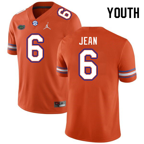 Youth #6 Andy Jean Florida Gators College Football Jerseys Stitched-Orange